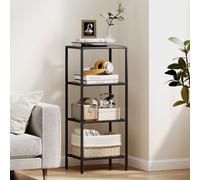 Homcom 4-Tier Shelving Unit Modern Glass Shelf Bookshelf For Home In Black Black 40cm x 30cm