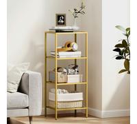 HOMCOM 4-Tier Shelving Unit Modern Glass Shelf Bookshelf for Home in Gold | Size: 40 cm x 30 cm HOMCOM Gold 40 cm x 30 cm