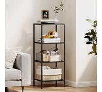 Homcom 4-Tier Shelving Unit Modern Glass Shelf Bookshelf For Home In Black Black