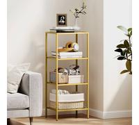 HOMCOM 4-Tier Shelving Unit Modern Glass Shelf Bookshelf for Home Gold Tone, Gold