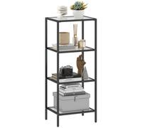 HOMCOM 4-Tier Shelving Unit, Modern Glass Shelf, Bookshelf, Storage Rack for Living Room, Home Office, Bedroom, Bathroom, 40 x 30 x 97 cm, Black Black