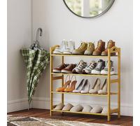 Homcom 4-Tier Shoe Rack, Bamboo Shoe Shelf Stand, Natural Wood Finish Natural One Size