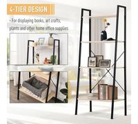 HOMCOM 4-Tier Vintage Ladder Shelf Bookcase Wood Storage Rack Stand Plants Displ
