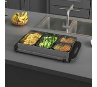 HOMCOM 4 Tray Electric Food Warmer Buffet Server Adjustable Temp - 64W x 36.4D x 14Hcm - Silver