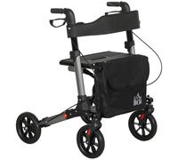 HOMCOM 4 Wheel Rollator Walker - Adjustable Mobility Walker With Bag - Silver | TJ Hughes