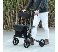 Homcom 4 Wheel Rollator Walker, Mobility Walker With Bag, Seat, Silver