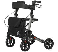 Homcom 4 Wheel Rollator Walker, Mobility Walker With Bag, Seat, Silver Silver
