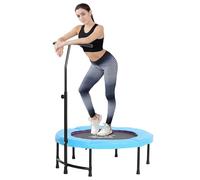 HOMCOM 40" Fitness Trampoline, Mini Trampoline Bungee Rebounder with Adjustable Handle for Indoor Exercise Workout, Blue