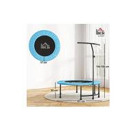 Homcom 40" Fitness Trampoline, Mini Trampoline Bungee Rebounder With Adjustable Handle For Indoor Exercise Workout, Blue One Colour