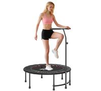 HOMCOM 40" Fitness Trampoline, Mini Trampoline Bungee Rebounder with Adjustable Handle for Indoor Exercise Workout, Black