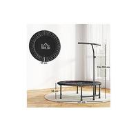 Homcom 40" Fitness Trampoline, Mini Trampoline Bungee Rebounder With Adjustable Handle For Indoor Exercise Workout, Black One Colour