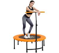 HOMCOM 40" Fitness Trampoline, Mini Trampoline Bungee Rebounder with Adjustable Handle for Indoor Exercise Workout, Blue