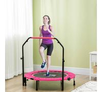 HOMCOM 40" Foldable Mini Trampoline Fitness Trampoline w/ Foam Handle in Pink HOMCOM Pink
