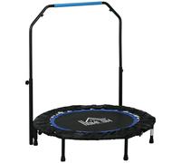 HOMCOM 40" Foldable Mini Trampoline Fitness Trampoline Rebounder for Adults with Adjustable Foam Handle, for Indoors, Outdoors, Cardio Training, Blue