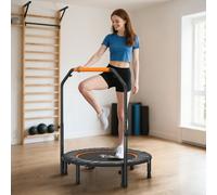Homcom 40" Foldable Mini Fitness Trampoline W/ Adjustable Foam Handle Black And Orange, Orange