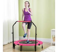 HOMCOM 40" Foldable Mini Fitness Trampoline w/ Foam Handle, Pink