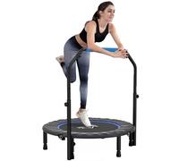 HOMCOM 40" Foldable Mini Fitness Trampoline W/ Foam Handle, Blue, Blue