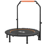HOMCOM 45" Foldable Mini Trampoline Fitness Trampoline Rebounder for Adults with Adjustable Foam Handle, for Indoors, Outdoors, Cardio Training, Orange