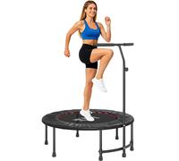 HOMCOM 40" Fitness Trampoline, Mini Trampoline Bungee Rebounder with Adjustable Handle for Indoor Exercise Workout, Black