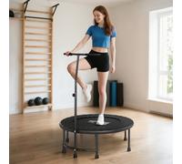 HOMCOM 40" Mini Trampoline, Rebounder Jumper w/ Adjustable Handle, Black