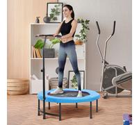 HOMCOM 40'' Trampoline Rebounder Indoor Outdoor Adult Mini Jumper with Adjustable Handle Blue