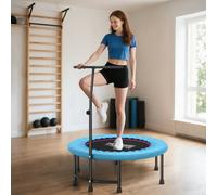 HOMCOM 40'' Trampoline Rebounder Indoor Outdoor Adult Mini Jumper with Adjustable Handle Blue