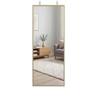HOMCOM 40 x 110 cm Full Length Wall Mirror with Adjustable Hooks, Gold Tone | Rectangular Mirror, Over the Door or Wall Mounted, Tempered Glass for Living Room, Bedroom