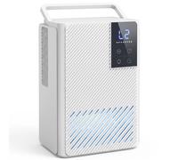 HOMCOM 400mL/Day Small Dehumidifier, RGB Mood Lights, 24H Timer, LED Display, Dehumidifier for Home Damp, White