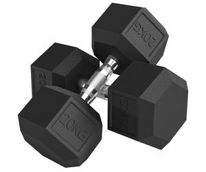 HOMCOM 40KG Rubber Hex Dumbbell Portable Hand Weights Dumbbell Home Gym