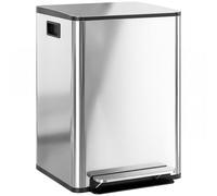 HOMCOM 40L Dual Compartment Stainless Steel Bin, with Deodoriser Holders - Silver Tone