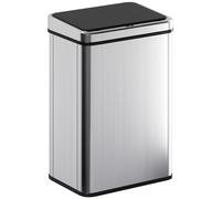 HOMCOM 40L Sensor Bin with Quiet Soft-Close Lid, Automatic Touchless Motion Sensor Kitchen Bin with Fingerprint Resistant Stainless Steel for Hygienic Gyms, Home Office Use, Silver Tone