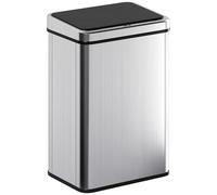 HOMCOM 40L Sensor Bin with Quiet Soft-Close Lid, Automatic Touchless Motion Sensor Kitchen Bin with Fingerprint Resistant Stainless Steel for Hygienic Gyms, Home Office Use, Silver Tone