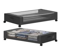 Homcom 40L Under Bed Storage On Wheels, 2 Pack Under Bed Drawers, Black Black