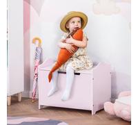 HOMCOM Wooden Kids Toy Box Children Storage Organizer Chest Safety Hinge Playroom Furniture Pink