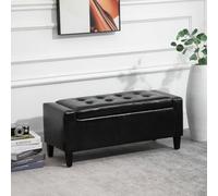 Homcom 40X90Cm Pu Leather Storage Ottoman Bench Wood Frame W/ Tufting Feet Black
