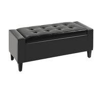 HOMCOM 40x90cm PU Leather Storage Ottoman Bench Wood Frame with Tufting Feet - Black, Black