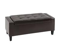 HOMCOM 40x90cm PU Leather Storage Ottoman Bench Wood Frame w/ Tufting Feet Brown | TJ Hughes
