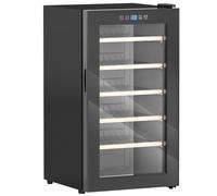 HOMCOM 41 Bottle Wine Fridge, 91L Wine Cooler with Glass Door, Touch Control, LED Light, Black Aosom UK