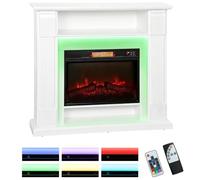 HOMCOM 42" Electric Fireplace with Surround, LED Light Strip, 1800W Inset Electric Fire and Mantel Reach up to 30 m², with Realistic Flame Effect, 3 Brightness, Remote, Timer for Living Room, White