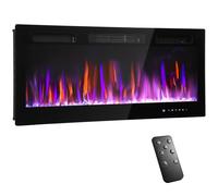 HOMCOM 42" Ultra-Slim Electric Fireplace, Wall Mounted and Recessed, 900W/1800W