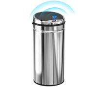 HOMCOM 42L Sensor Bin with Quiet Soft-Close Lid, Automatic Touchless Motion Sensor Rubbish Bin with Fingerprint Resistant, Stainless Steel for Hygienic Kitchen, Home Office Use, Silver