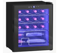 HOMCOM 42L Wine Cooler 16 Bottles 5-18° Freestanding Wine Fridge Black | Glass Door, LED Light, Temperature Control, Digital Touch Screen