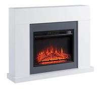 HOMCOM 44" Electric Fireplace Suite with Remote Control 2000W Heater White | Freestanding Fireplace, LED Flame Effect, Overheat Protection, 7-Day Programmable Timer