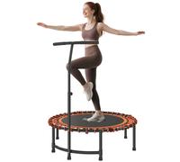 HOMCOM 45" Fitness Trampoline with Adjustable Handle, Folding Rebounder Trampoline Mini Jumper for Indoor Exercise Workout, Support Up to 100kg, Orange Orange