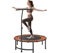 HOMCOM 45" Fitness Trampoline with Adjustable Handle, Folding Rebounder Trampoline Mini Jumper for Indoor Exercise Workout, Support Up to 100kg, Orange