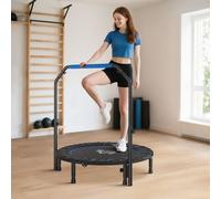 HOMCOM 45" Foldable Mini Trampoline Fitness Trampoline w/ Foam Handle in Blue HOMCOM Blue