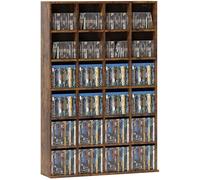 HOMCOM 456 CD/ 336 DVD Storage Unit, Media Storage Shelf, Wooden Display Unit with Adjustable Shelves, 89 x 130.5 cm, Rustic Brown