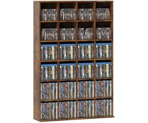 HOMCOM 456 CD/ 336 DVD Storage Unit, Media Storage Shelf, Wooden Display Unit with Adjustable Shelves, 89 x 130.5 cm, Rustic Brown