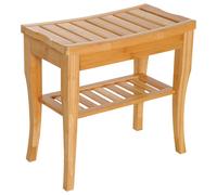 HOMCOM 45cm Two Slatted Bamboo Shower Bench Storage Seat With 4 Legs, Brown