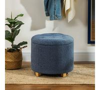 HOMCOM 45cm Round Ottoman with Storage, Cashmere Footstool for Living Room in Blue HOMCOM Blue